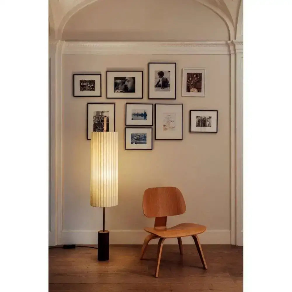 Pleated Linen & Bronze Floor Lamp | Japandi Lighting - Lamps