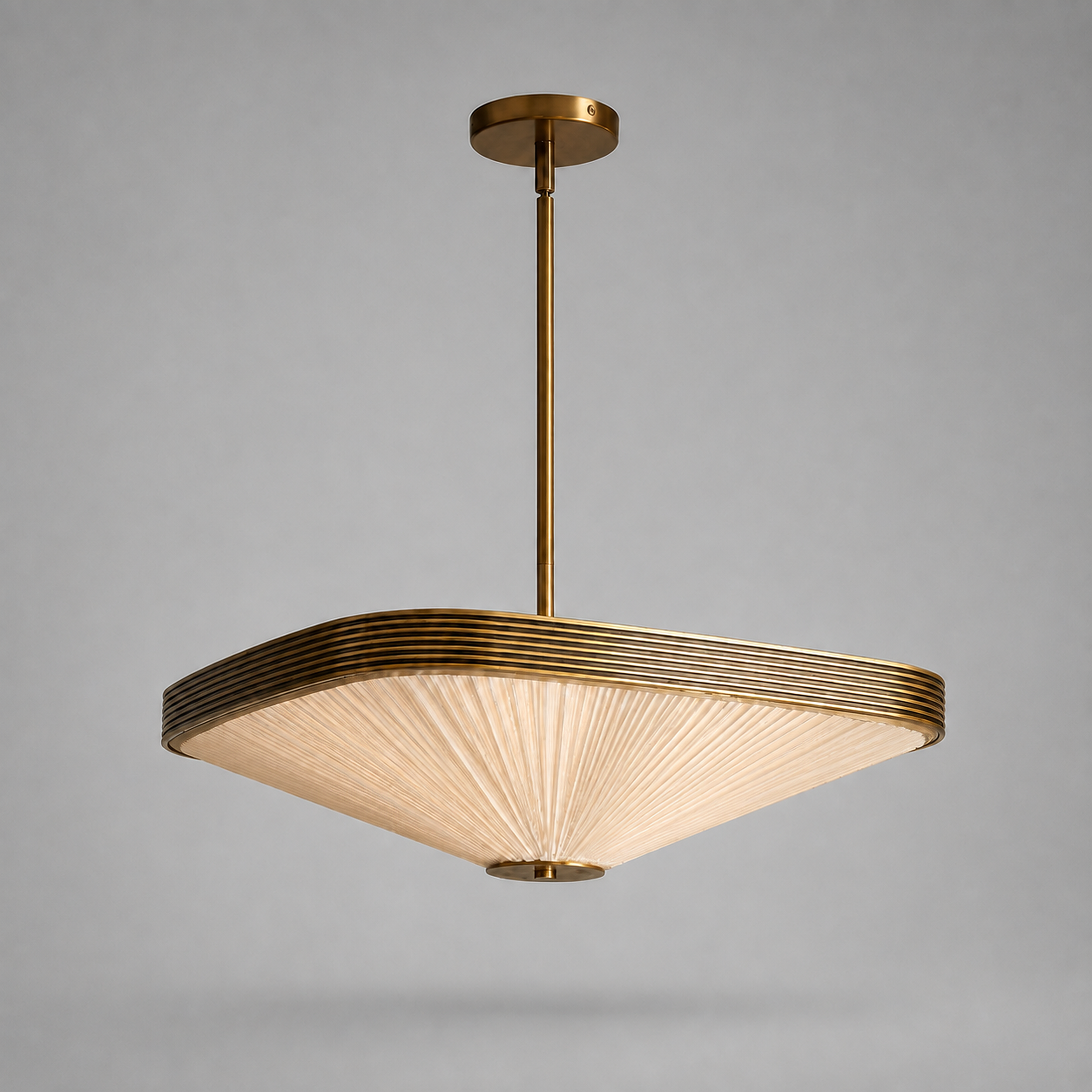 PLEATED FABRIC & AGED BRASS CHANDELIER | CLFAB50