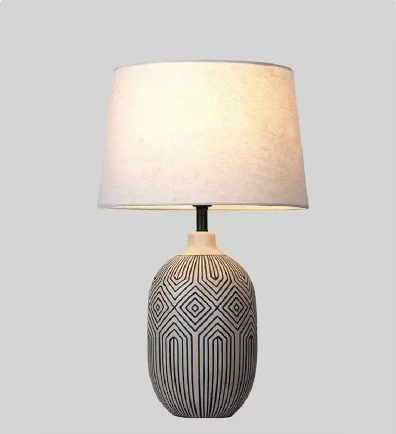 Wabi-sabi Ceramic Table Lamp Zebra Minimalist Desk for Bedroom Living Room - Lamps