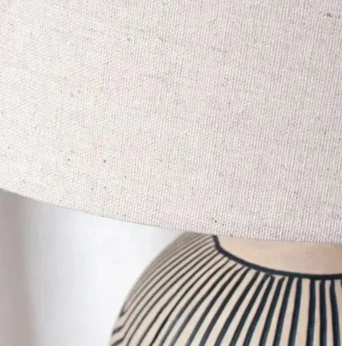 Wabi-sabi Ceramic Table Lamp Zebra Minimalist Desk for Bedroom Living Room - Lamps