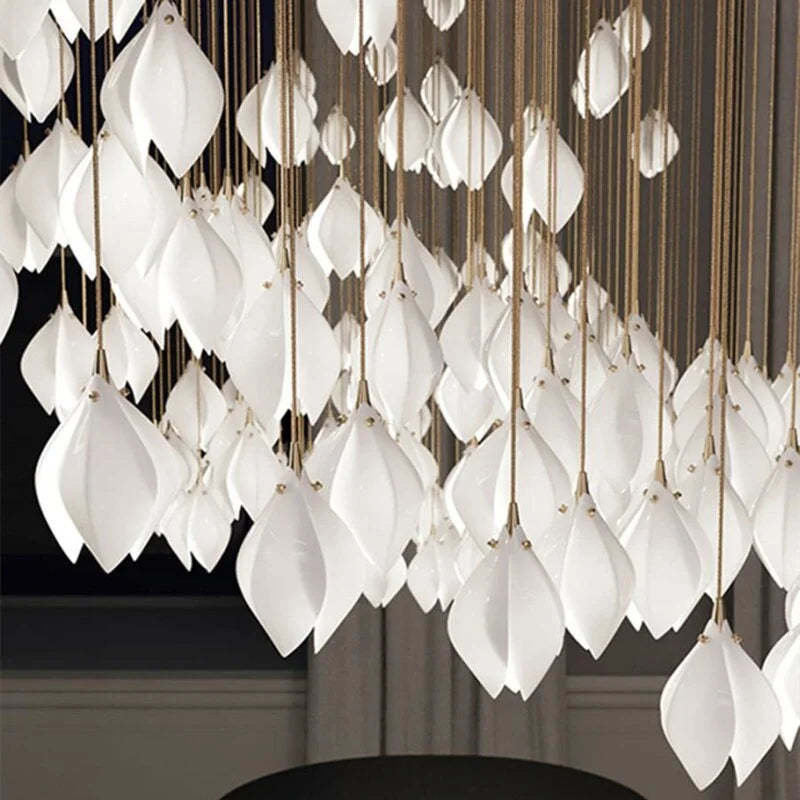Porcelain Flower Led Pendant Lights 1 Light for Living Room Restaurants Lounge Bar