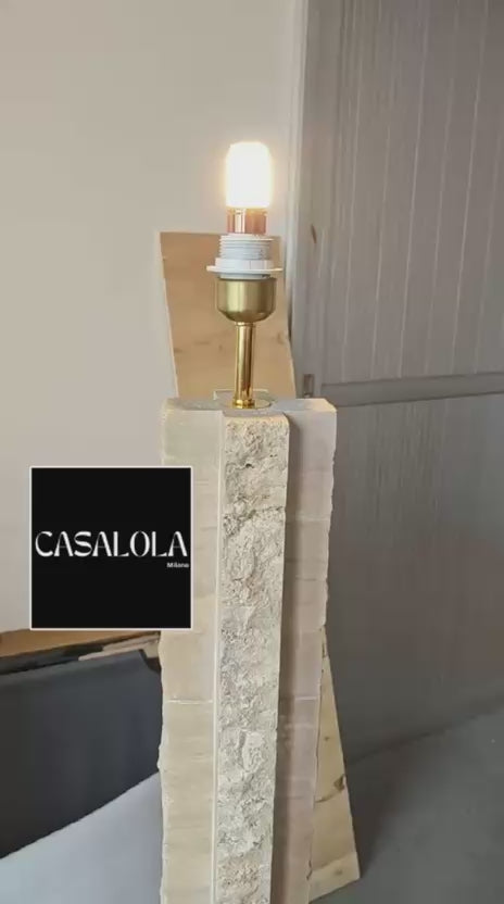 Travertine Stone Column Floor Lamp Base with Brass Fitting.mp4
