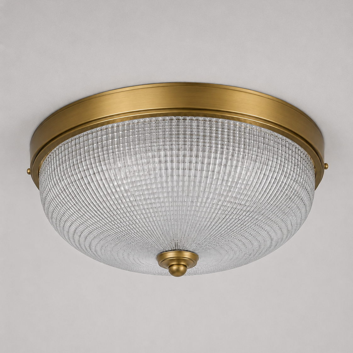 Glass Flush Mount Ceiling Light for Bathroom & Hallway | Art Deco Prismatic 14 Inch Ip44 Brass Casalola Lights Luxury