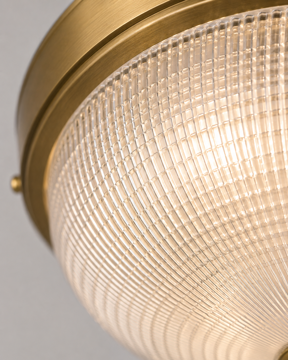 Glass Flush Mount Ceiling Light for Bathroom & Hallway | Art Deco Prismatic 14 Inch Ip44 Brass Casalola Lights Luxury