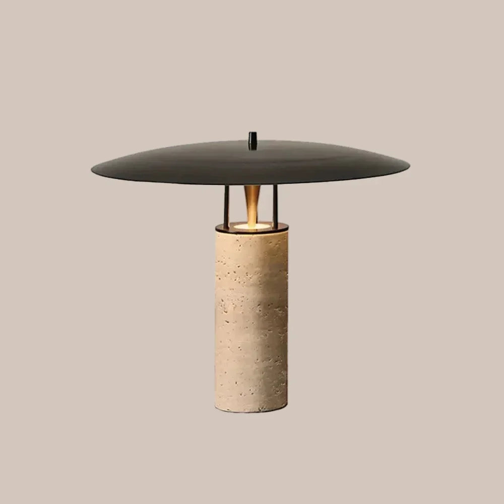 Travertine Desk Lamp for Office and Bedroom | Small Led Stone Table Taupe or Black Dimmable Option Casalola Lights