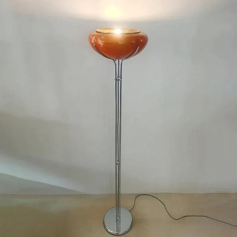 Quadrifoglio Floor Lamp Table Orange Glass Lampshade for Living Room