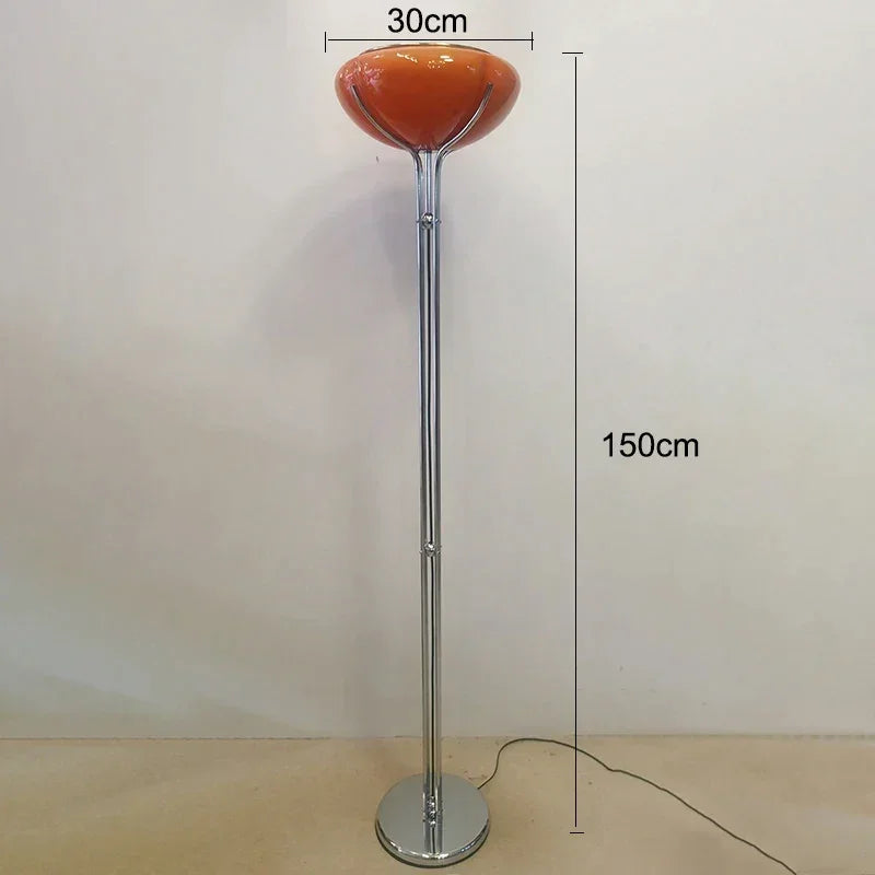 Quadrifoglio Floor Lamp Table Orange Glass Lampshade for Living Room