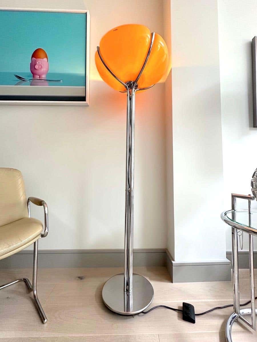 Quadrifoglio Floor Lamp Table Orange Glass Lampshade for Living Room - Lamps
