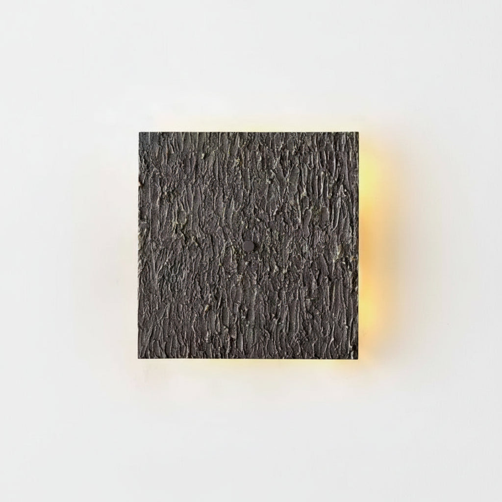 Solid Cast Copper Wall Sconce Square Relief | Brutalist Dining Room Backlit Washer Casalola Lights Luxury Lamps