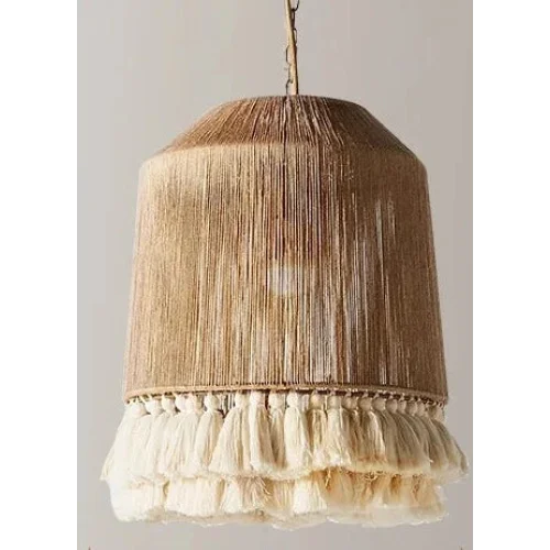 Hand Woven Rattan Pendant Light for Living Room or Bedroom | Cotton Frills 30 to 60 Cm (12 24″) Wide Casalola Lights