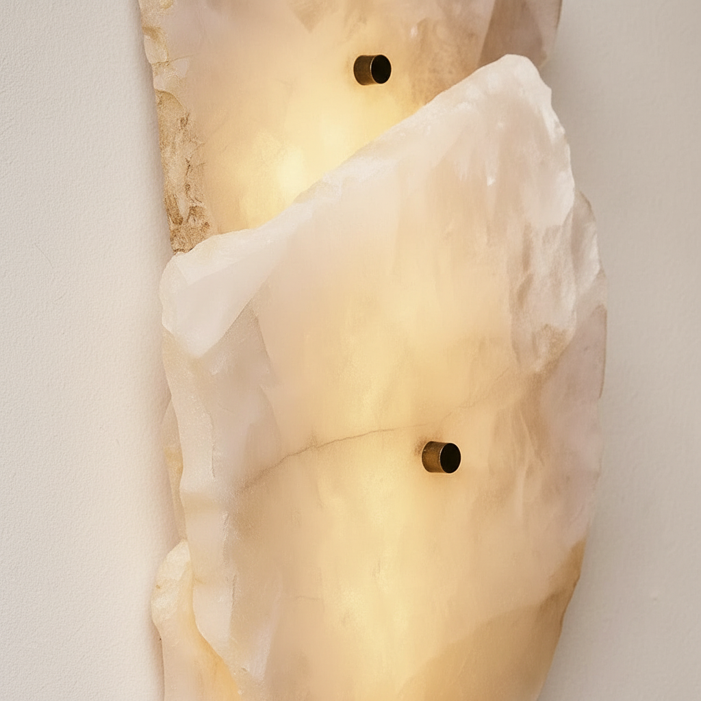 Raw Stone Wall Sconce | Backlit Layered Quartz 58cm Organic Modern Hallway & Spa Casalolalights Luxury Lamps