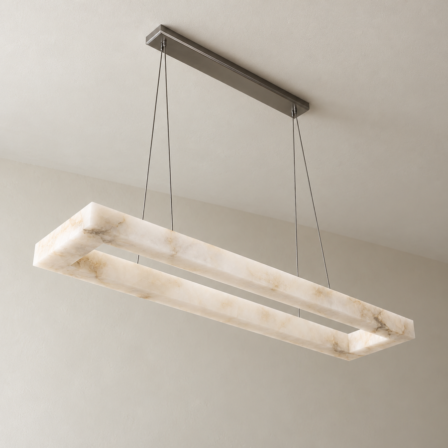 Rectangular Alabaster Linear Chandelier