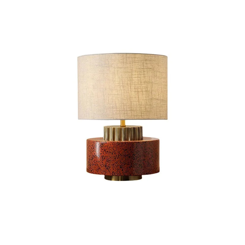 Red ceramic table lamp full view