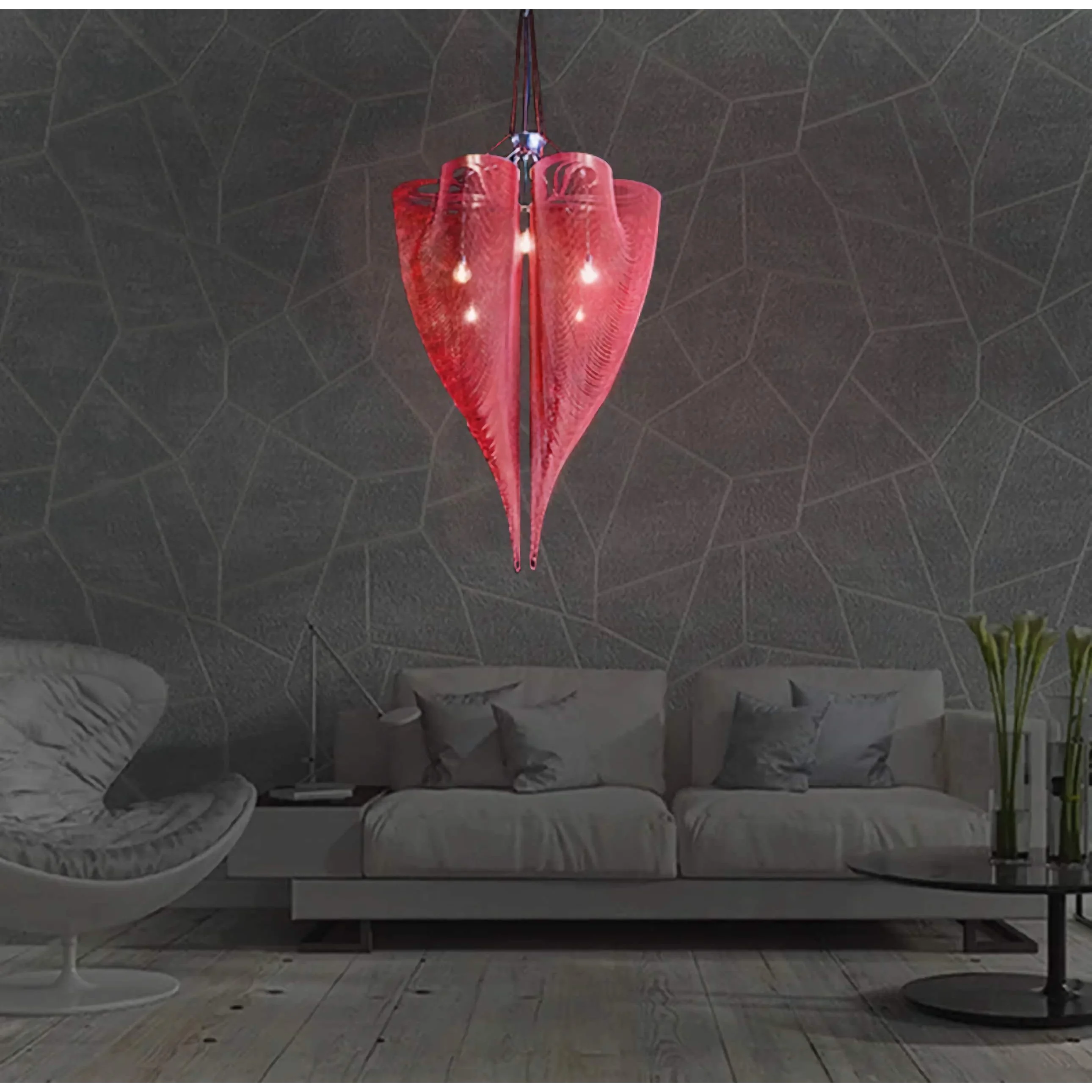Mesh chandelier in rose gold