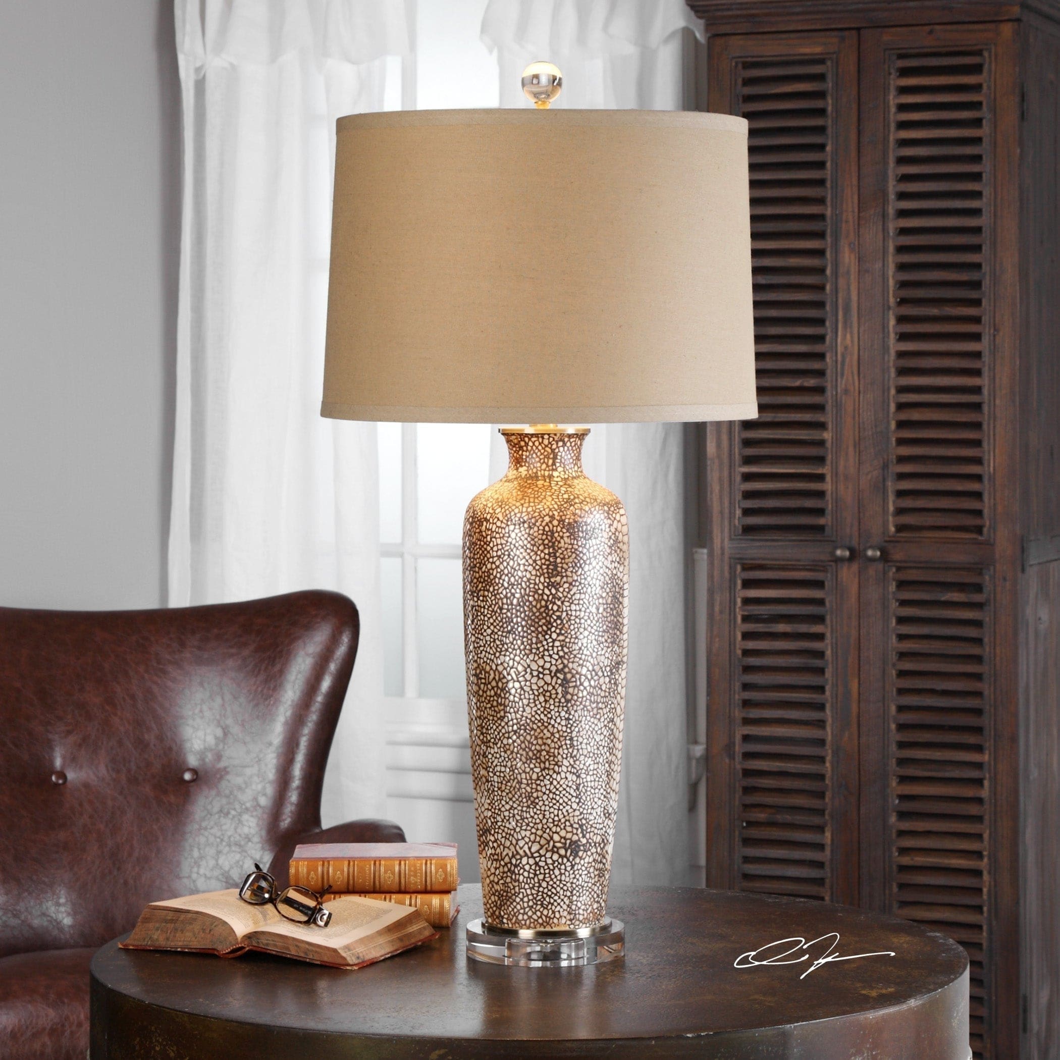 Vintage Ceramic Lamp | Reptile Skin | for Living Room - Table Lamps