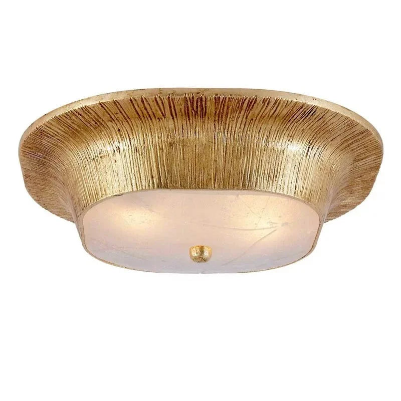 Textured Resin Flush Mount Ceiling Light for Entryway or Bedroom | 14.2 in Wide Gold Black Finish Casalola Lights