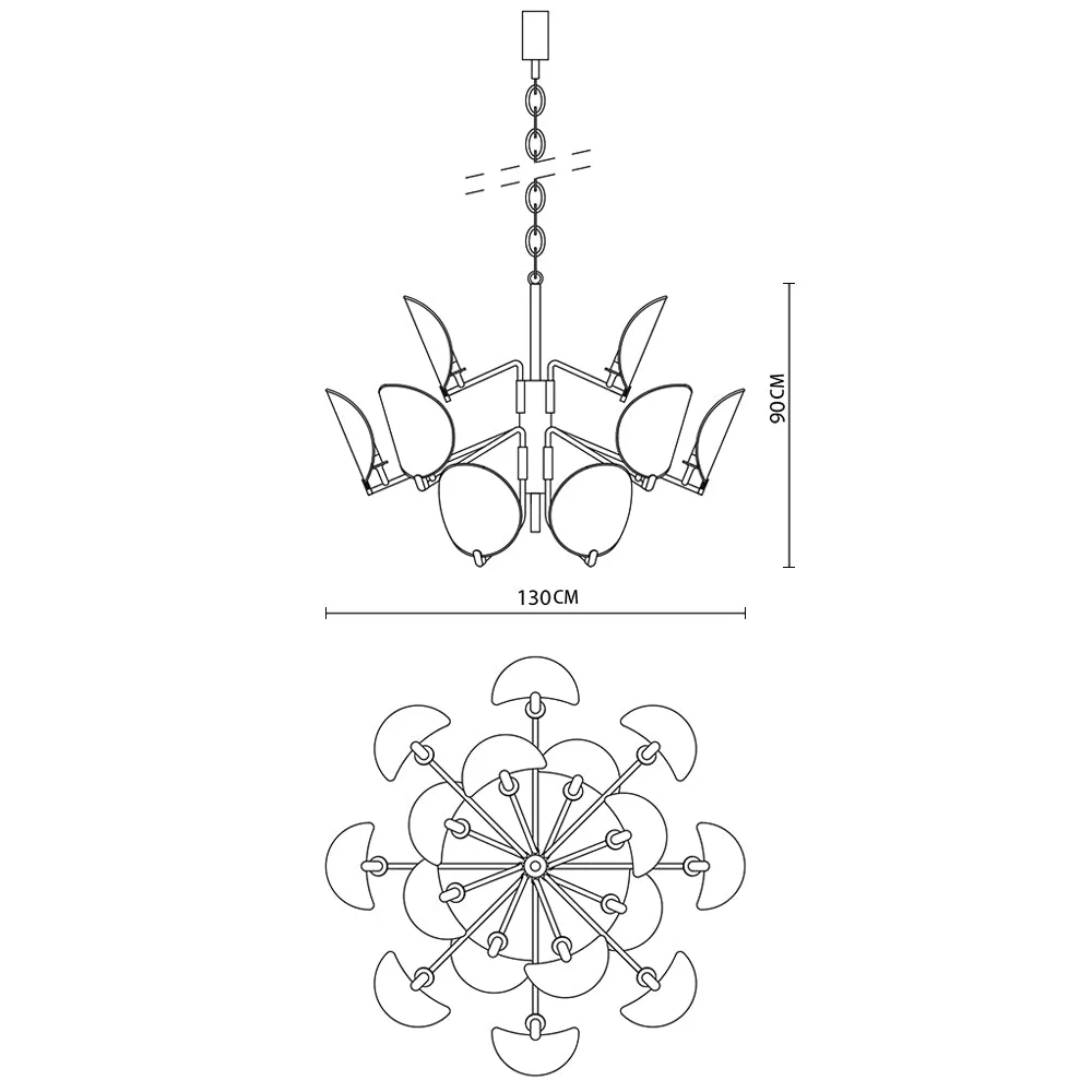 Rippled Copper Disc Dining Room Chandelier by Italian Atelier | Sculptural Modern Pendant Lighting Statement Piece