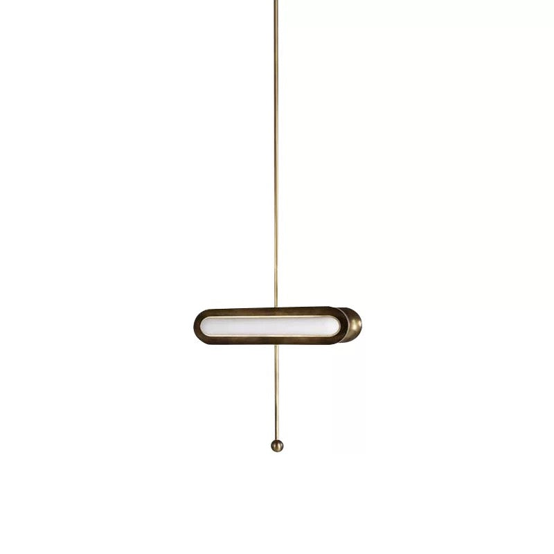 Solid Copper Pill Pendant | Vertical or Horizontal Orientation | 42cm Mid-century Modern | Opal Glass | Casalola Lights