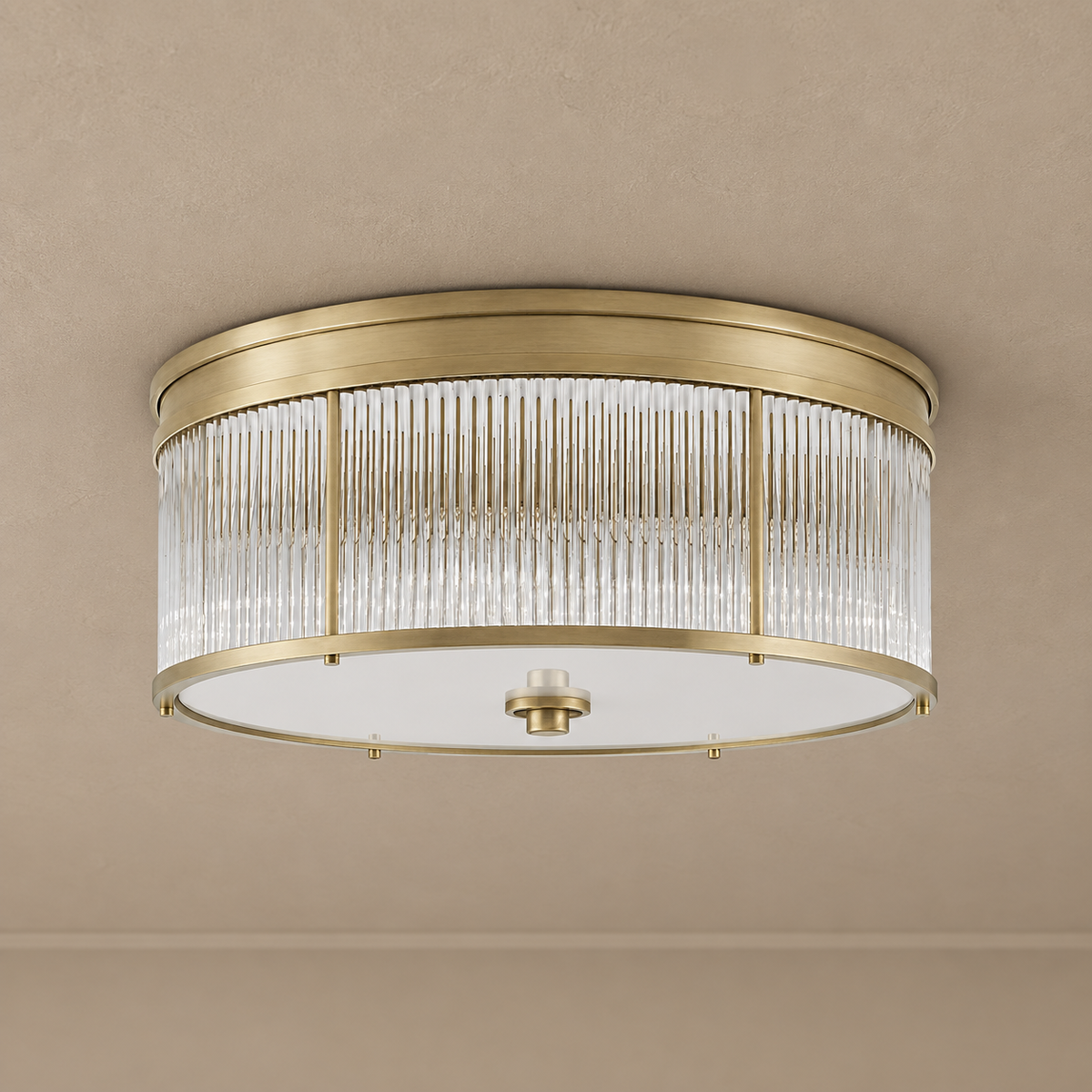 Rigato Brass & Fluted Glass Flush Mount