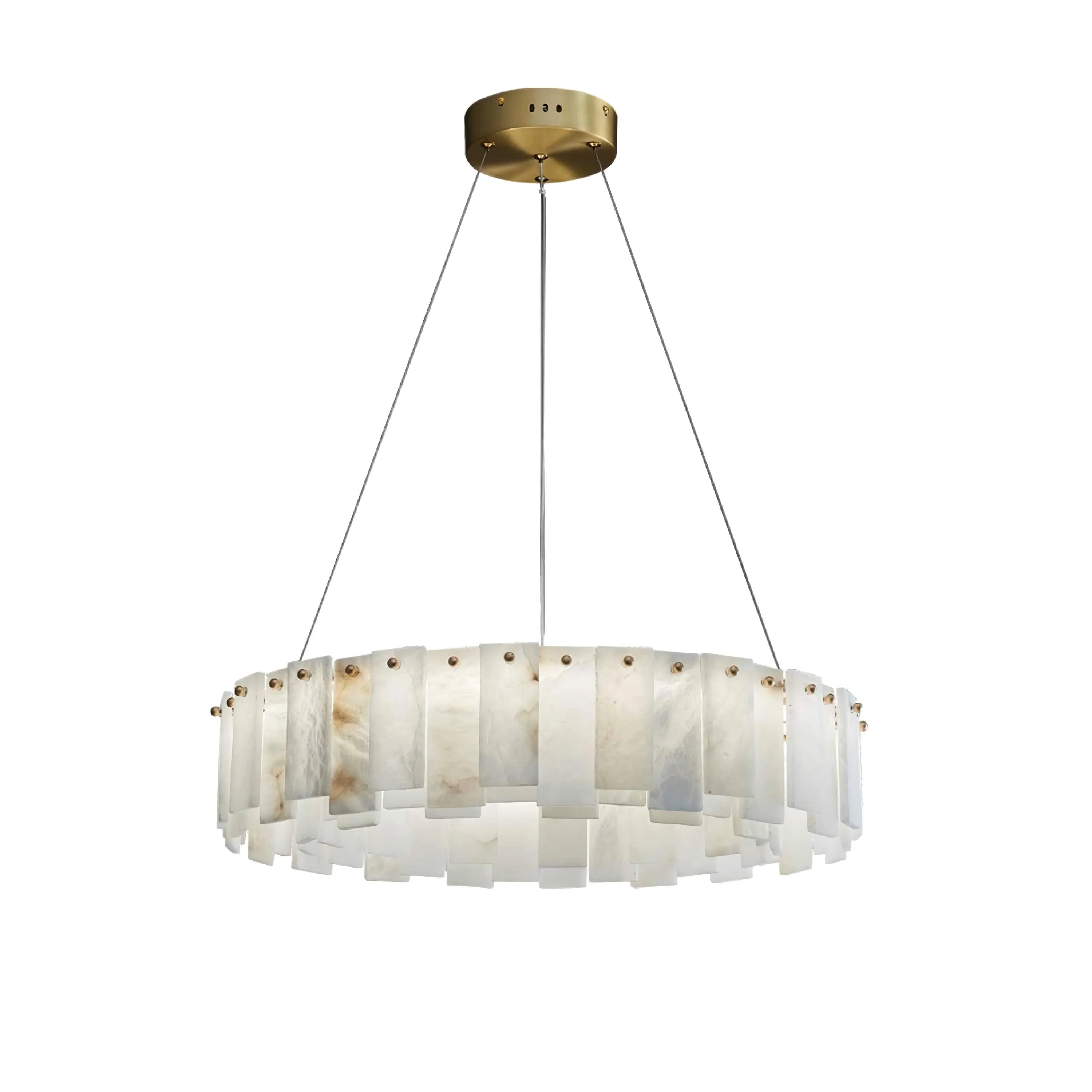 Tiered Alabaster Ring Chandelier | Modern Round Suspended Pendant Light