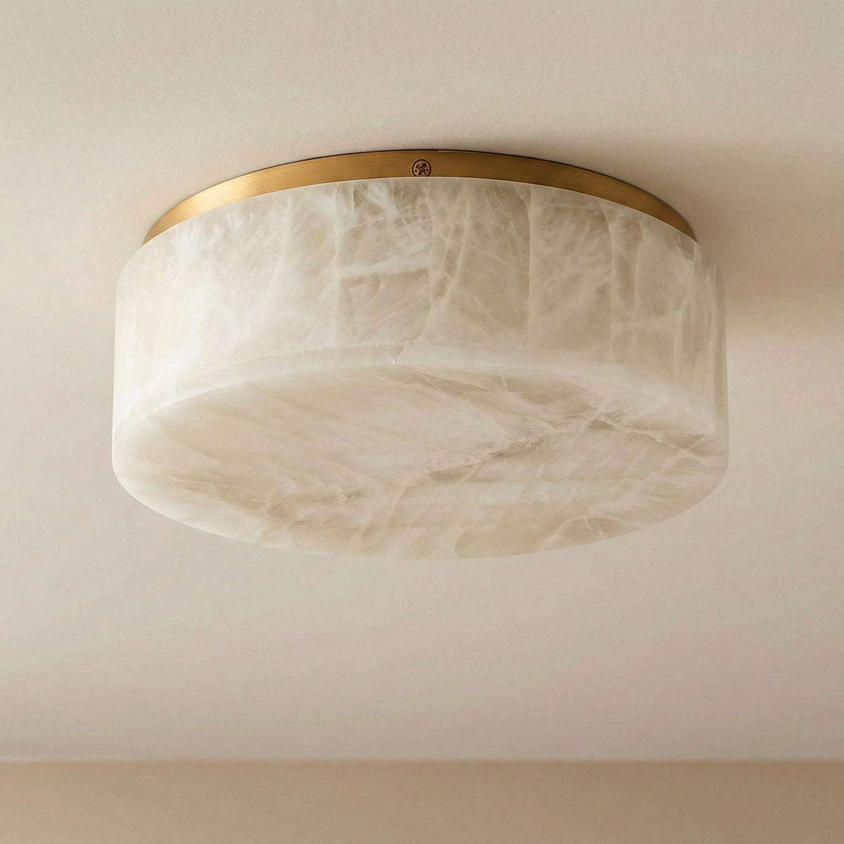 Alabaster Flush Mount Ceiling Light for Hallway or Bedroom | Round 13.8 17.7 23.6 in Spanish Stone Casalola Lights
