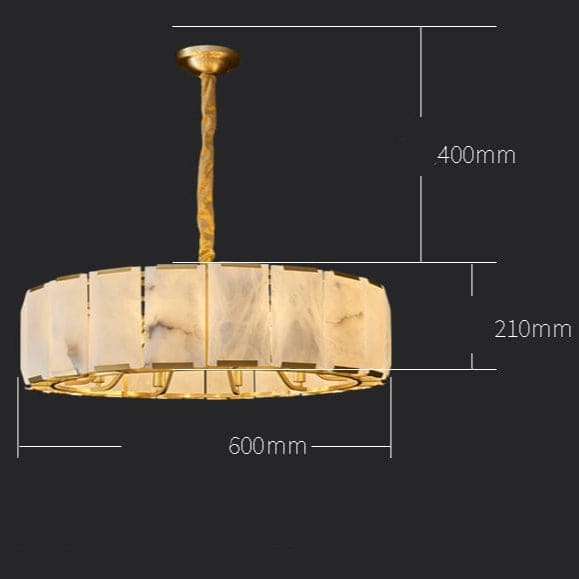 Round Alabaster Halo Chandelier | Brass Modern Entryway Light - Chandeliers