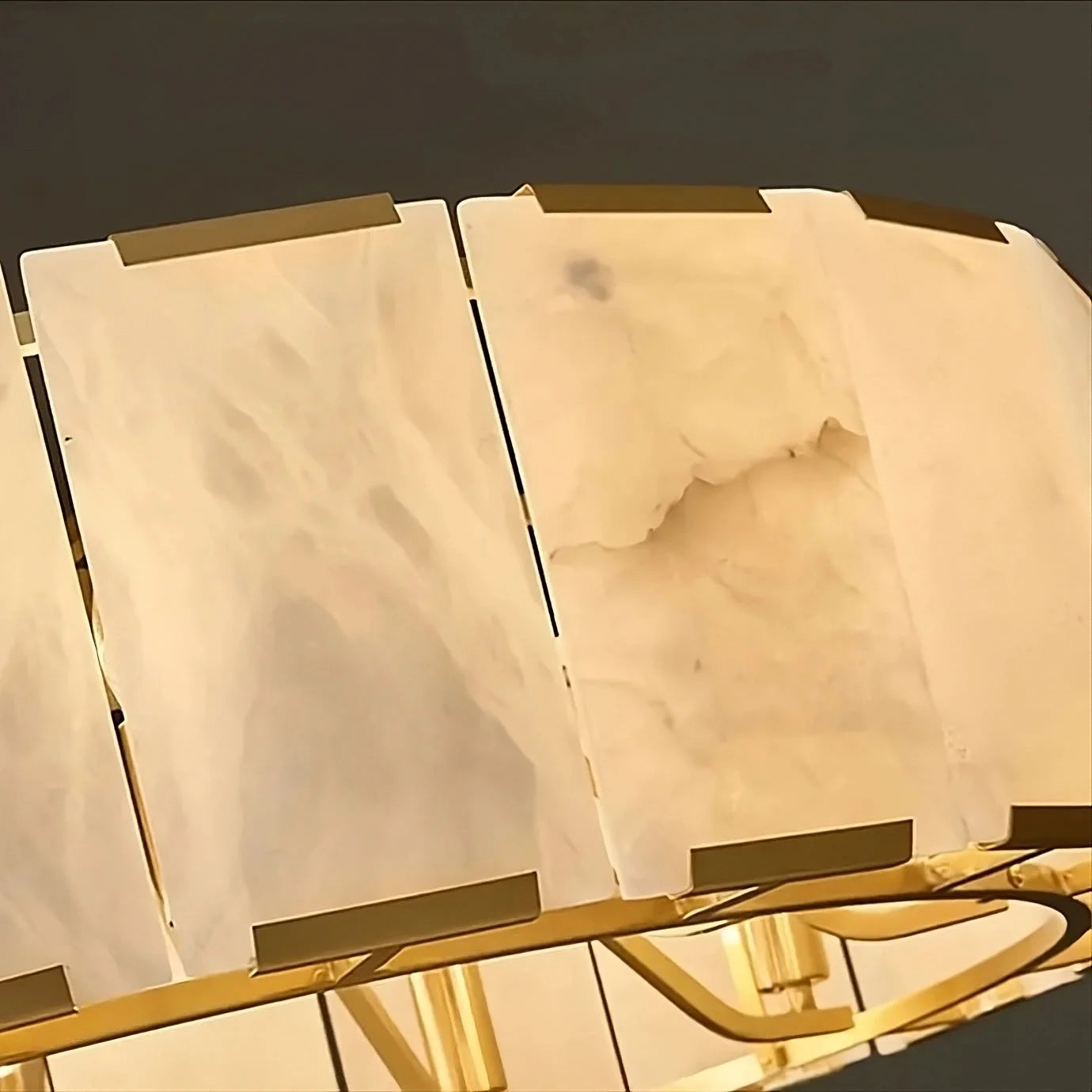 Round Alabaster Halo Chandelier | Drum | Sculptural Lighting for Dining Room or Hospitality