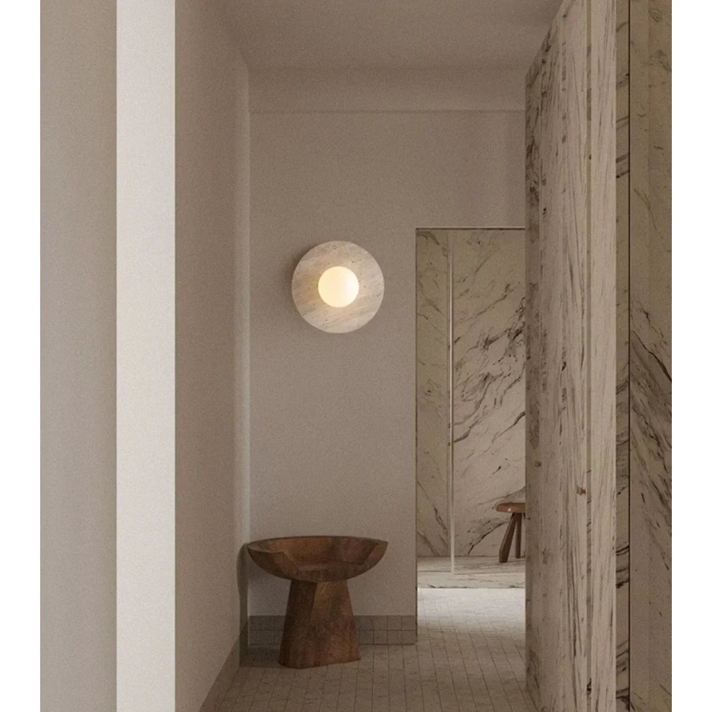Round Marble 28cm Diameter Three Color Changeable Led Lighting Intelligent Control