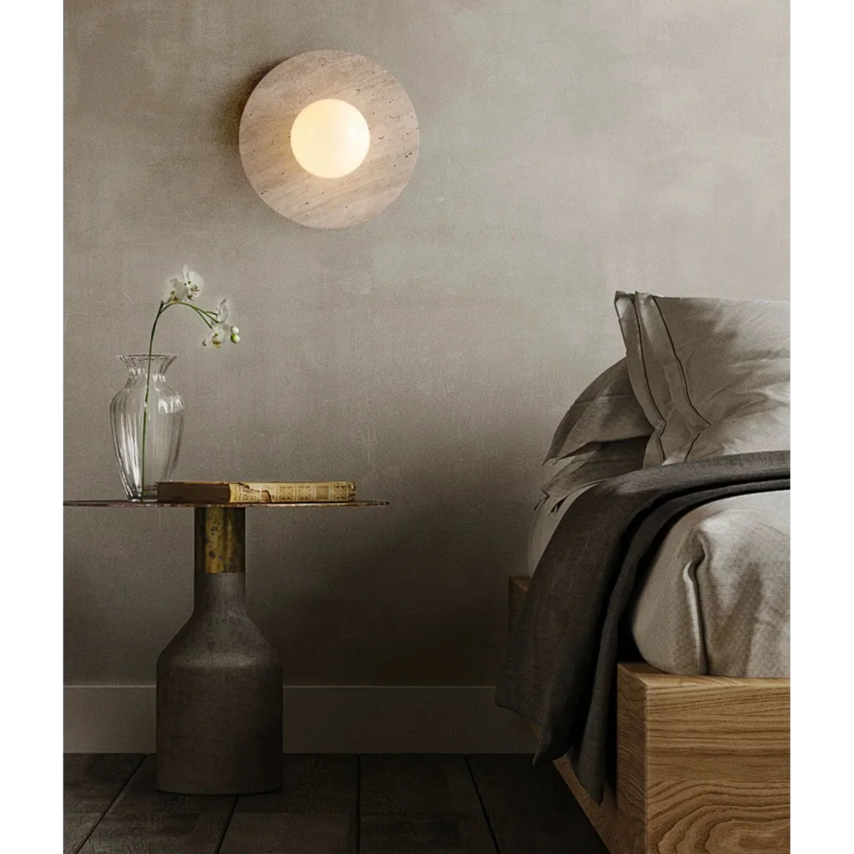 Marble Wall Light 28cm | Round Natural Stone Sconce Modern Minimalist Living Room & Hallway Casalola Lights Luxury