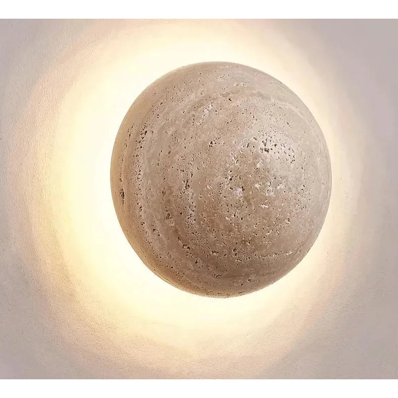 Round Natural Stone Wall Sconce
