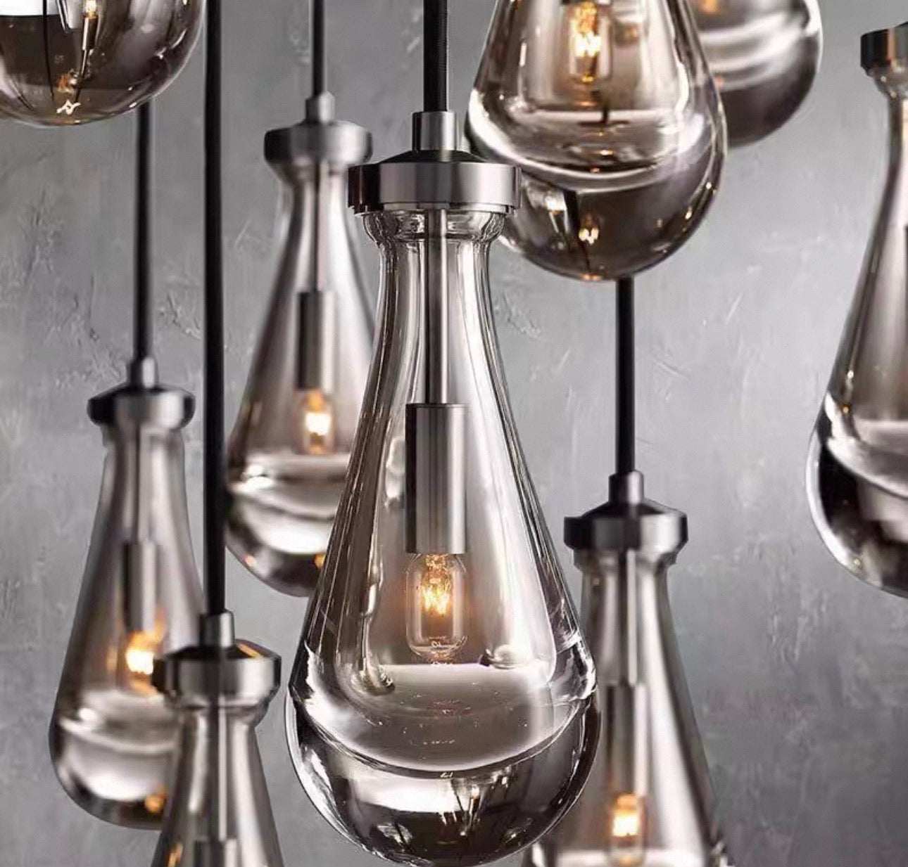 Raindrop Glass Chandelier – Luxury Round Brass Cascade Light Casalolalights Luxury Lamps for Interior Designers