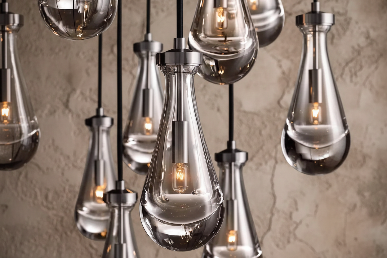 Raindrop Glass Chandelier – Luxury Round Brass Cascade Light Casalolalights Luxury Lamps for Interior Designers