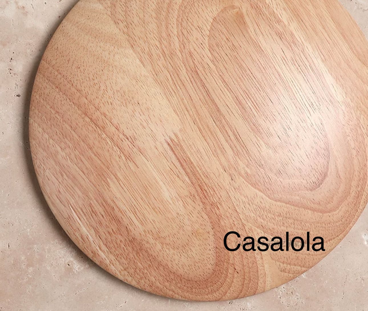Minimalist Round Travertine and Wood Wall Lamp 25cm Diameter Warm Led Lighting - Sconces