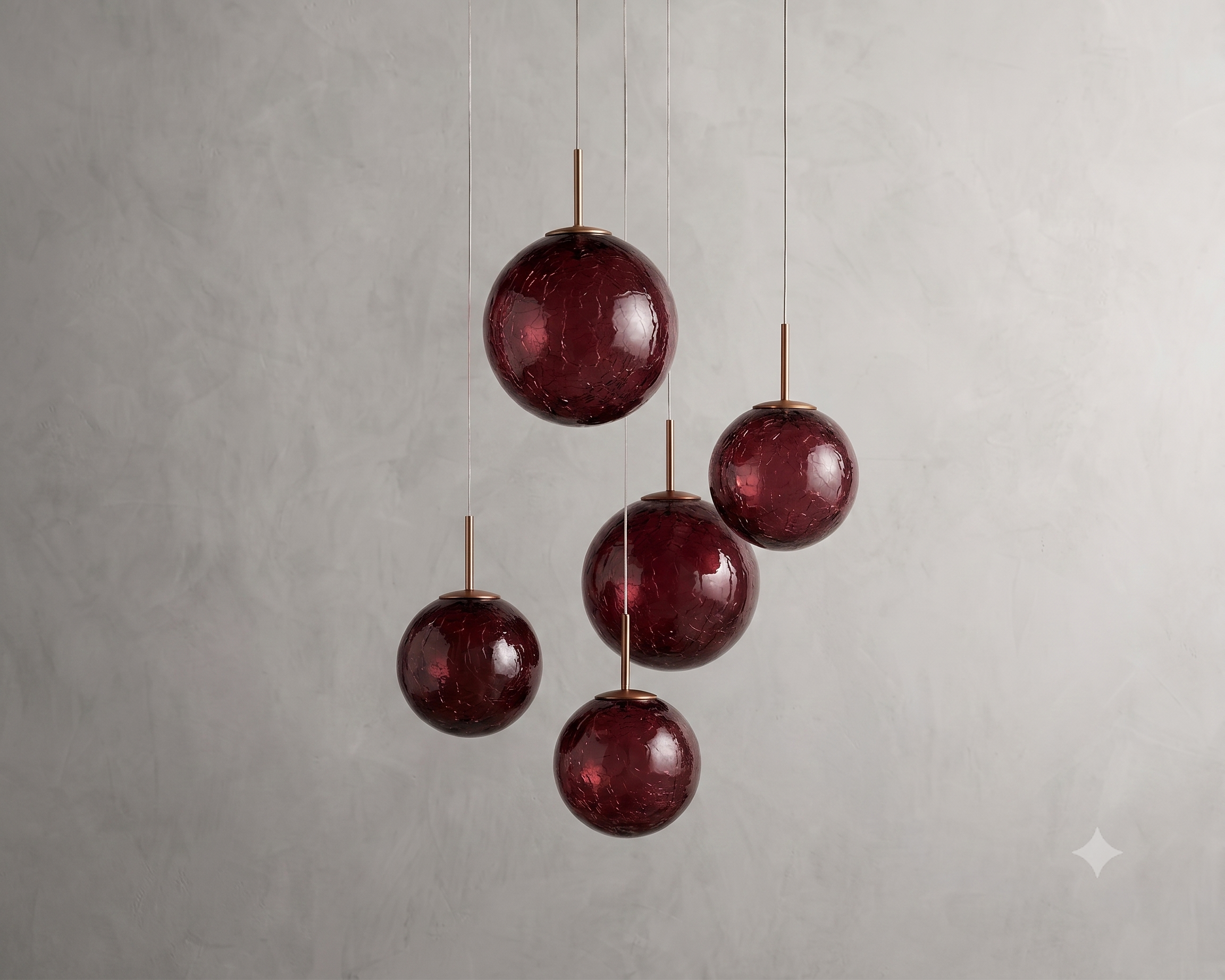 Burgundy Glass and Brass 5 Light Pendant Chandelier Long Drop Stairwell or Double Height Entry Lighting Casalolalights