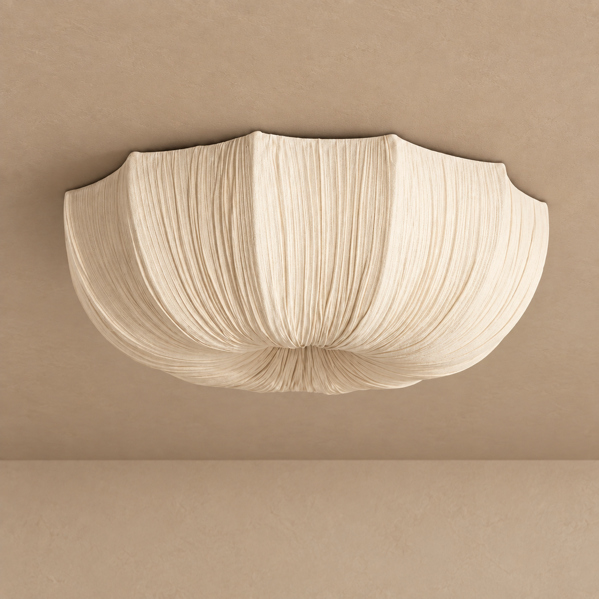 Linen Flush Mount Light for Bedroom | Draped Shade a Low Ceiling Four Sizes Dimmable Option Casalola Lights Luxury