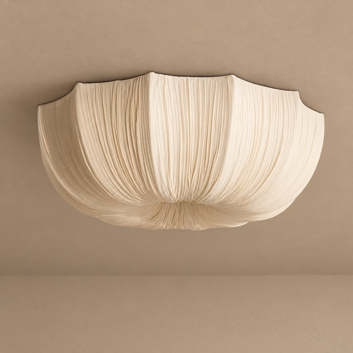 Linen Flush Mount Light for Bedroom | Draped Shade a Low Ceiling Four Sizes Dimmable Option Casalola Lights Luxury