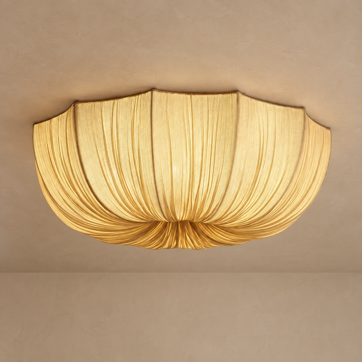 Linen Flush Mount Light for Bedroom | Draped Shade a Low Ceiling Four Sizes Dimmable Option Casalola Lights Luxury
