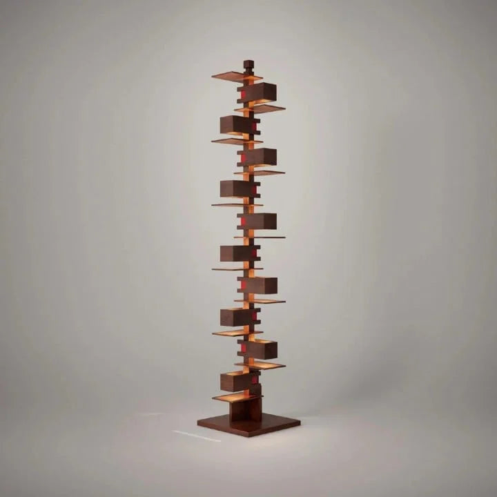 Wood & Iron Floor Lamp | Sculptural Mid-century Dimmable Table or Foyer Study Living Casalola Lights Luxury Lamps