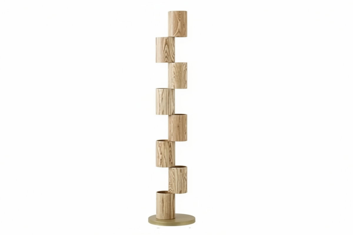 Solid Wood Floor Lamp Ash or Walnut | Tall Corner Light 8-light Japandi Dimmable Option Warm Glow Casalola Lights