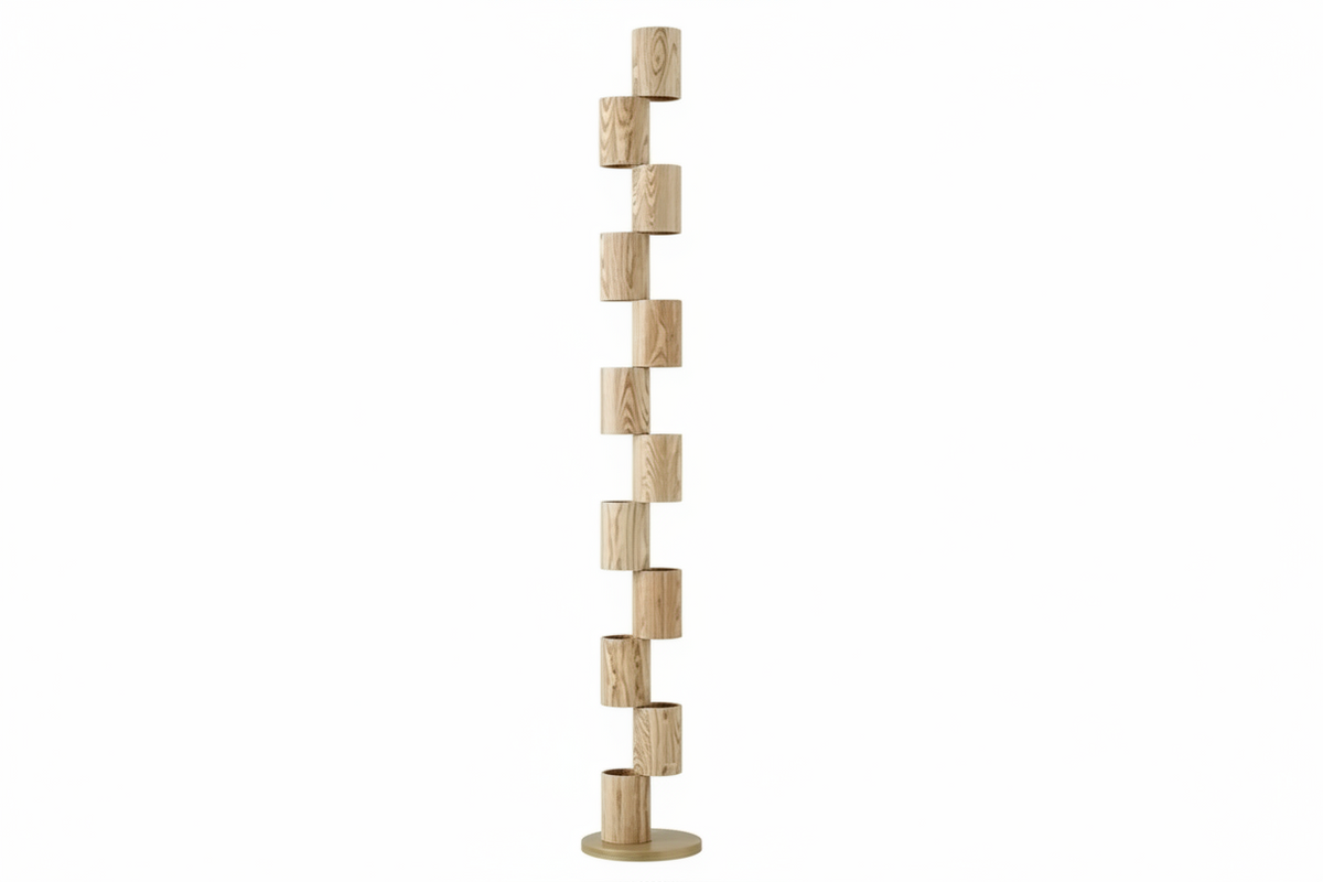 Solid Wood Floor Lamp Ash or Walnut | Tall Corner Light 8-light Japandi Dimmable Option Warm Glow Casalola Lights