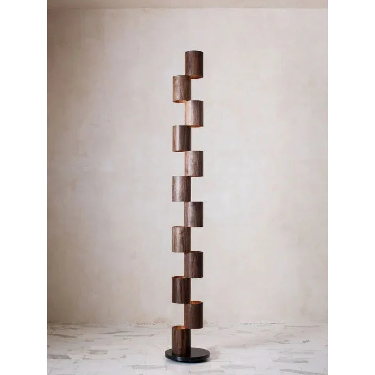Solid Wood Floor Lamp Ash or Walnut | Tall Corner Light 8-light Japandi Dimmable Option Warm Glow Casalola Lights