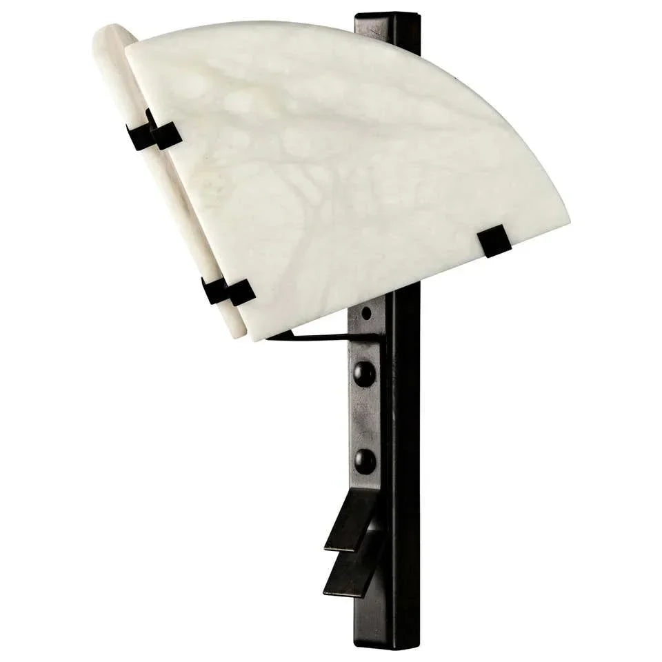 Genuine Alabaster Fan Wall Sconce Black Frame | Single or Double Hallway Light Dining 2700k Casalola Lights Luxury
