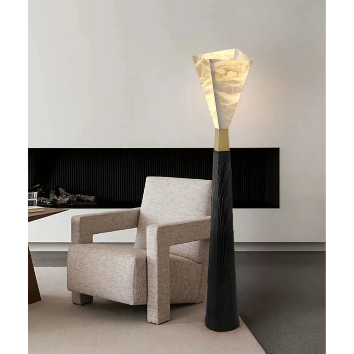 Black & Gold Sculpture Floor Lamp Resin Shade | 158cm Tall Foot Switch Dimmable Option 2700k Casalola Lights Luxury