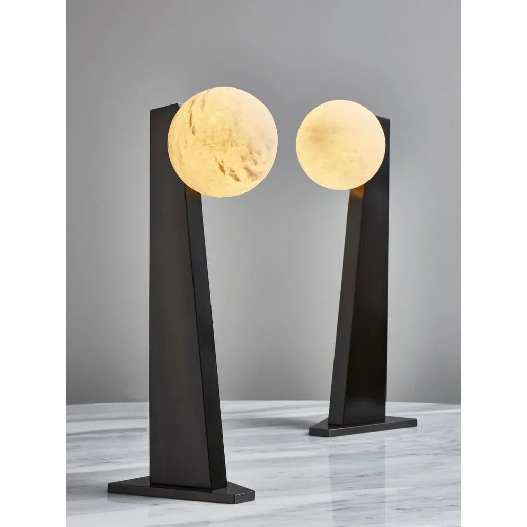 Patinated Steel Oblique Table Lamp | Studio Brera Sculptural – Dimmable Led Black for Living Room