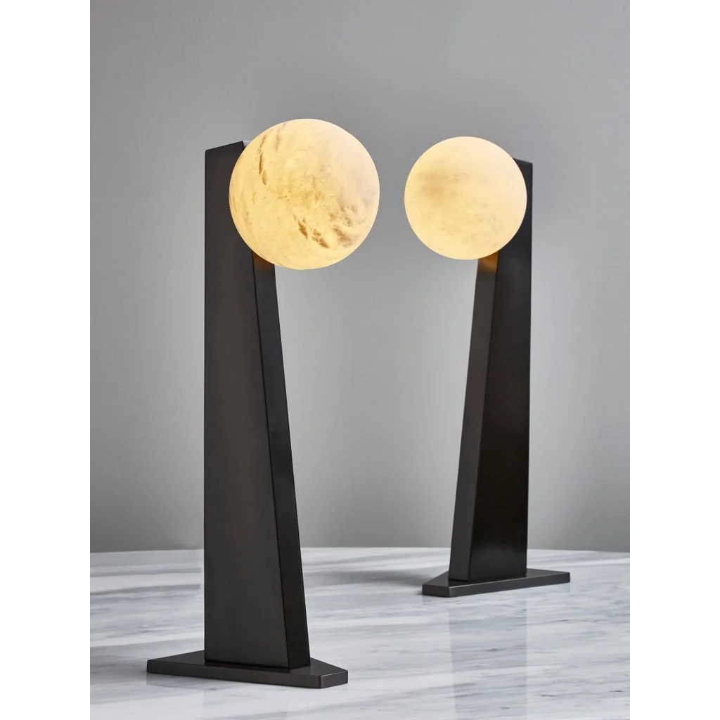 Patinated Steel Oblique Table Lamp | Studio Brera Sculptural – Dimmable Led Black for Living Room