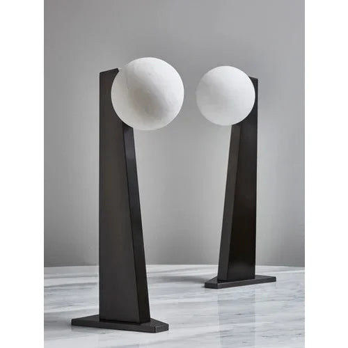 Patinated Steel Oblique Table Lamp | Studio Brera Sculptural – Dimmable Led Black for Living Room