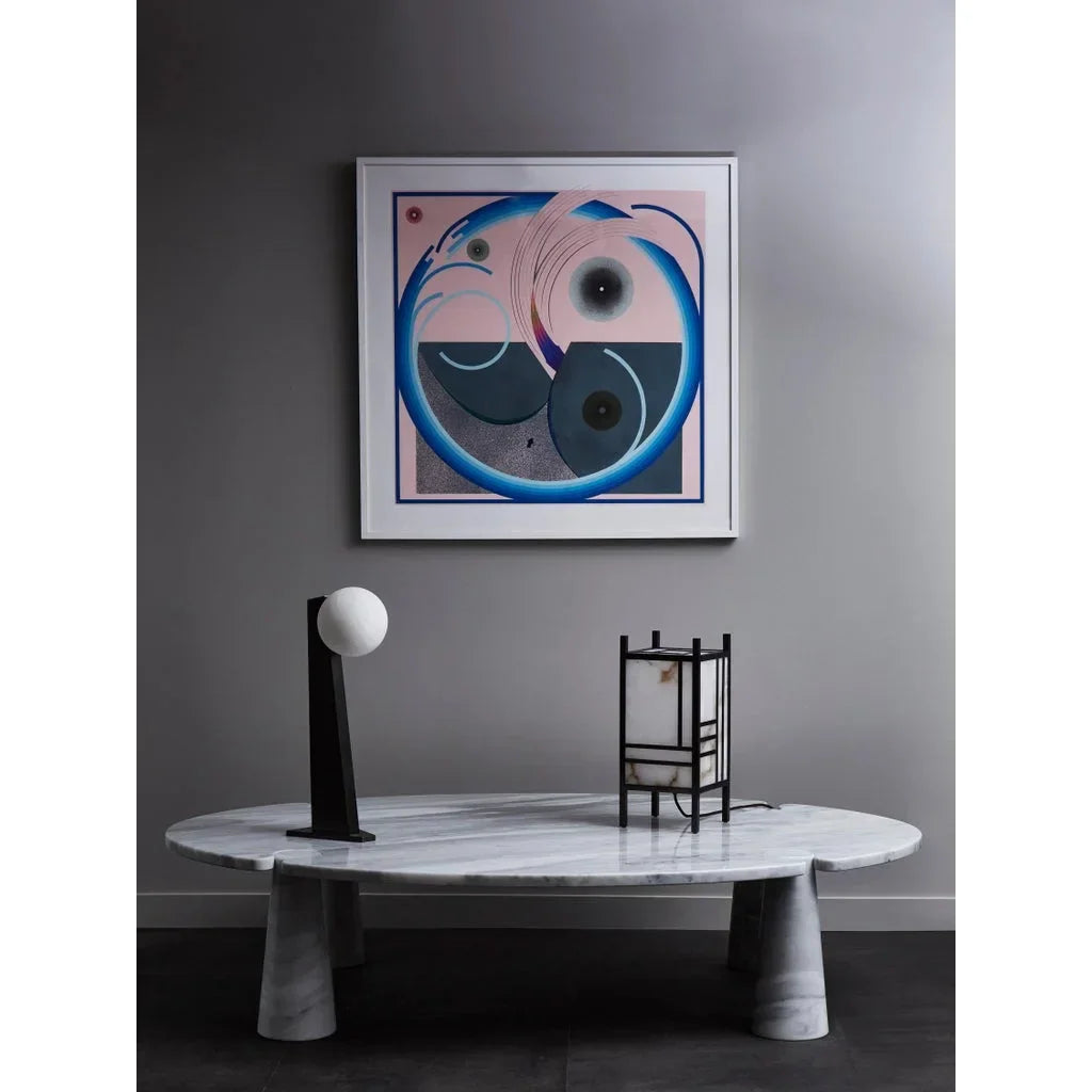 Patinated Steel Oblique Table Lamp | Studio Brera Sculptural – Dimmable Led Black for Living Room
