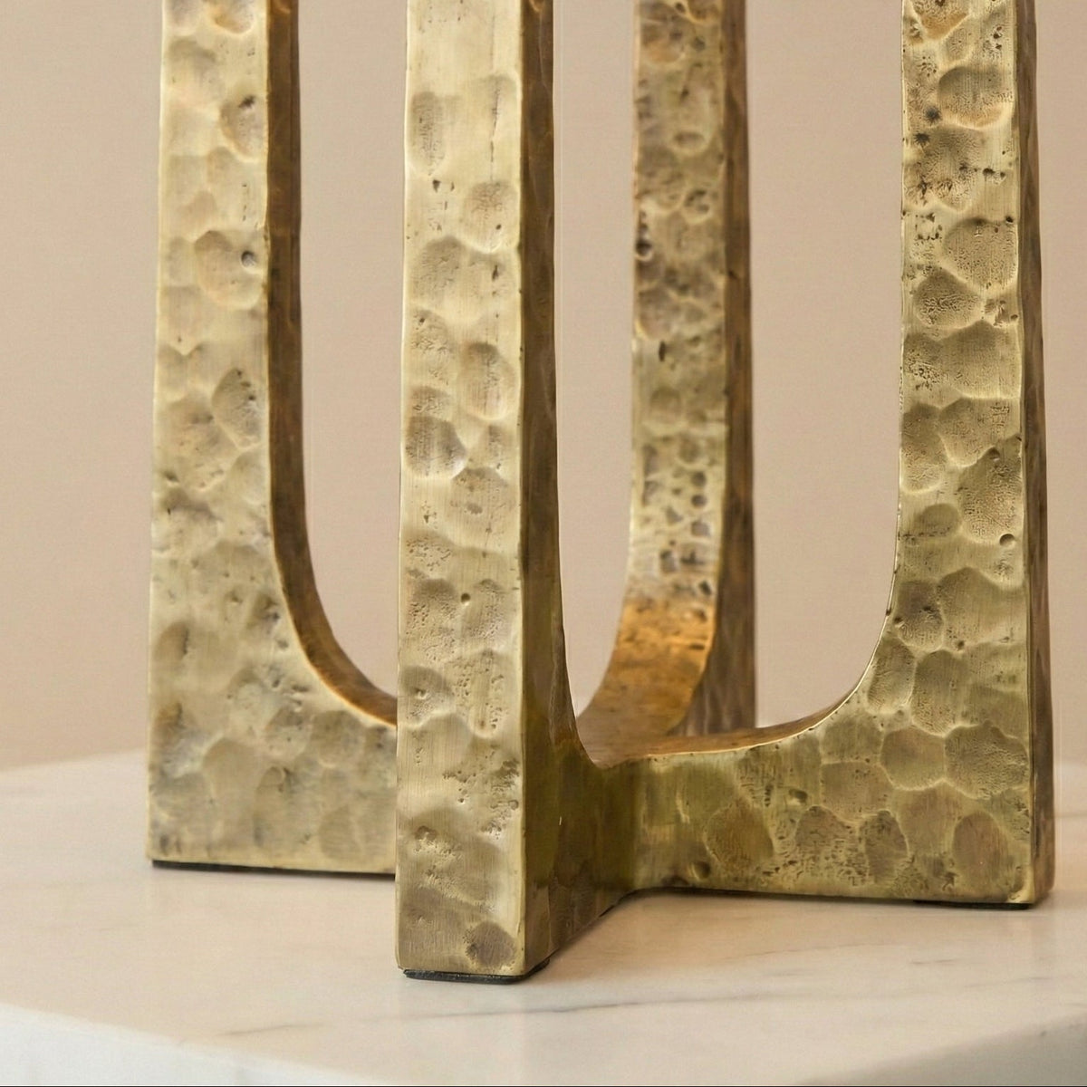 Hammered Copper Table Lamp | Tall Sculptural Split-frame 50cm Wabi-sabi Bedside & Console Casalola Lights Luxury Lamps
