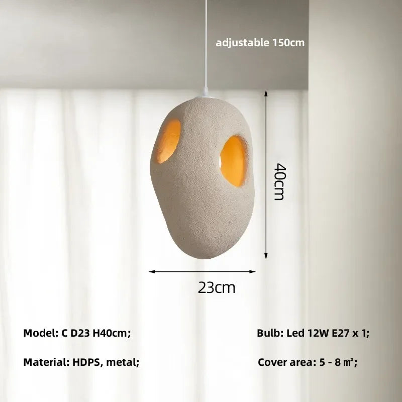 Sculptural Japandi Pendant Lamp Resin Light Fixtures for Dining Room Kitchen Living