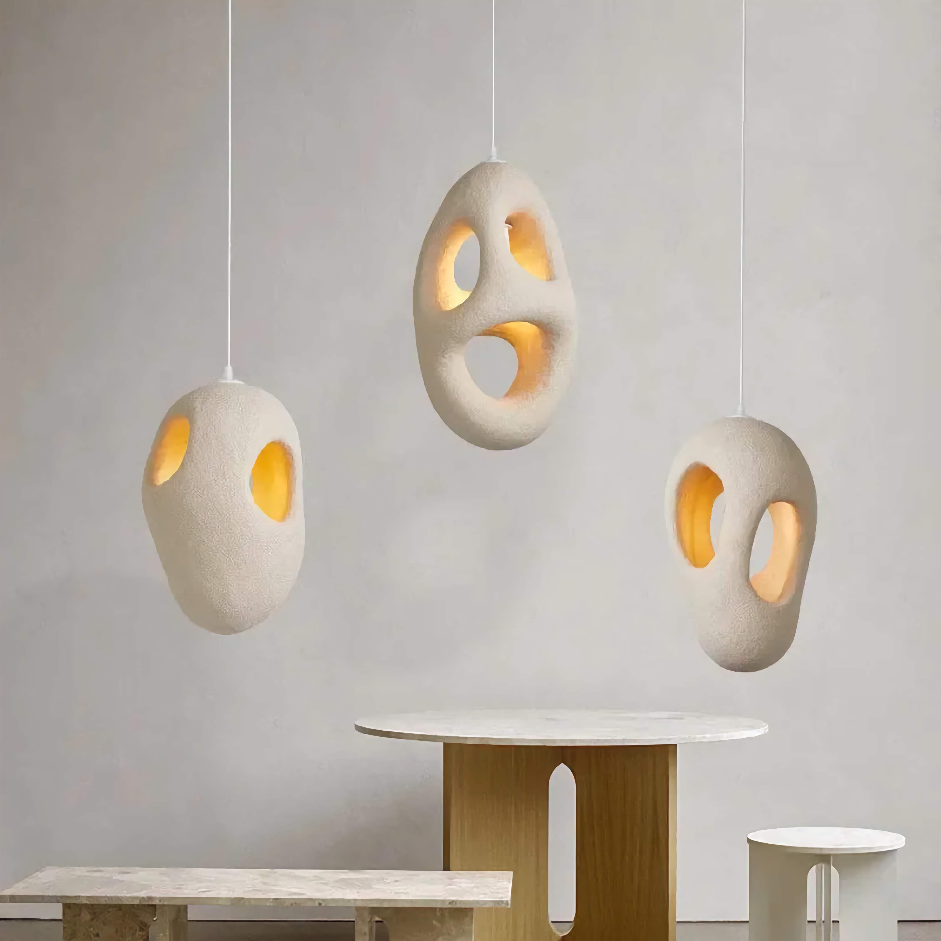 Sculptural Japandi Pendant Lamp Resin Light Fixtures for Dining Room Kitchen Living